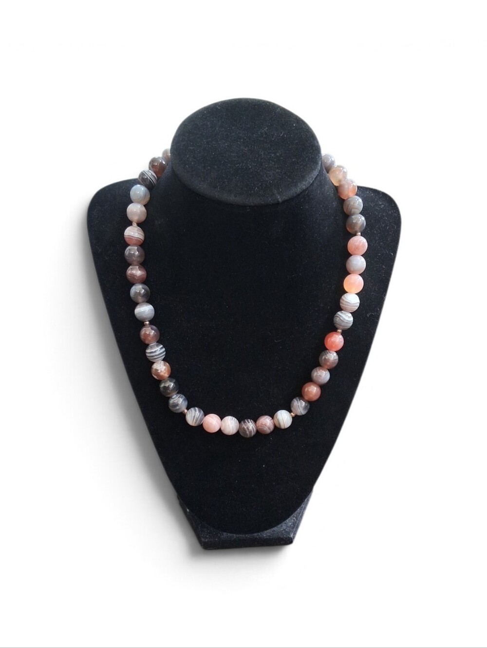 Ross-Simons Banded Agate Bead Necklace Natural Gemstone Strand w/ Box NWOT